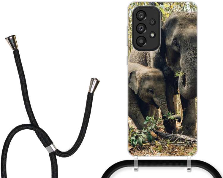 two elephants near trees