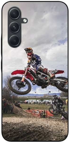 man riding red motocross dirt bike