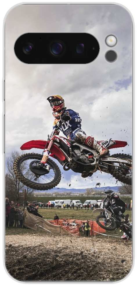 man riding red motocross dirt bike