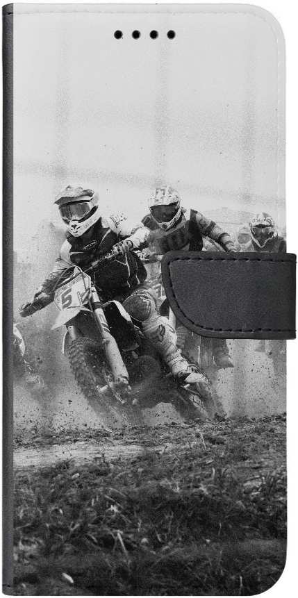 grayscale photo of dirt bike racing