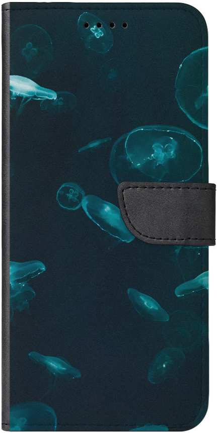 Méduse bleue et blanche dans l'eau
